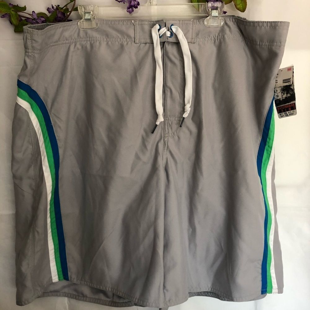 Joe Boxer Men’s Gray Side Striped Swim Trunks
